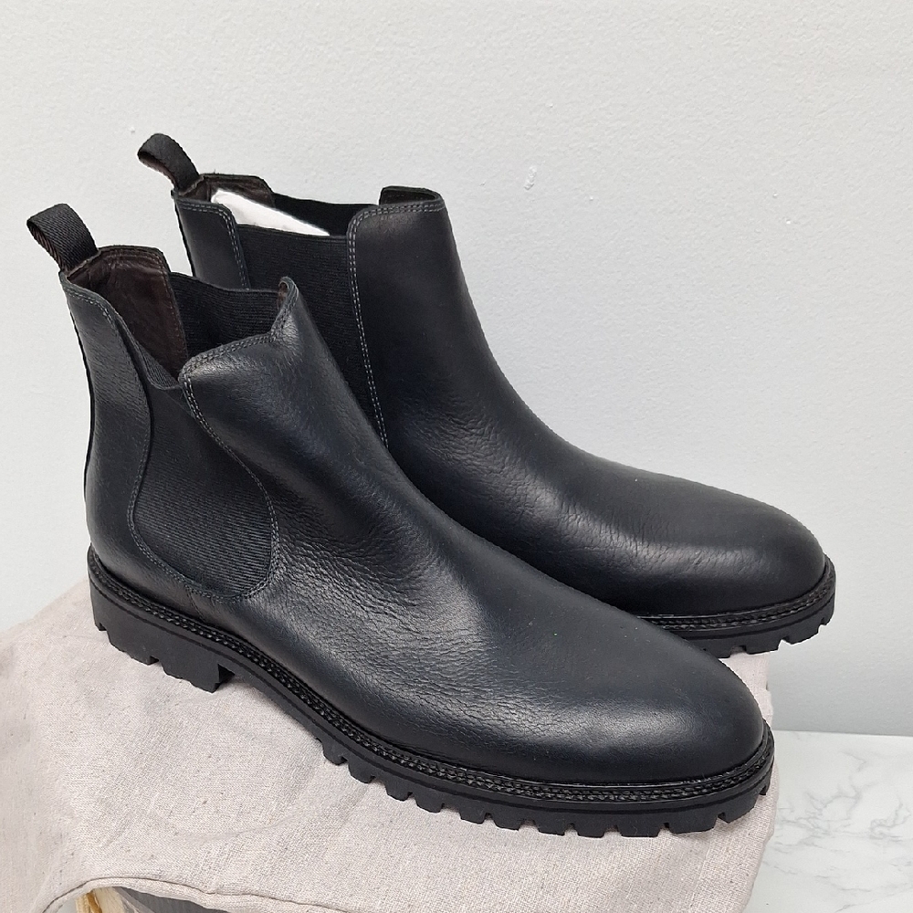 NWOT Flag Ltd Men's Black Leather Chelsea Boots Size 12